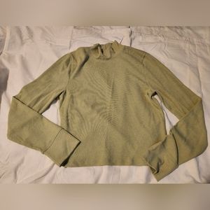 AE Long-Sleeve Cropped Hey Baby Mock Neck Tee